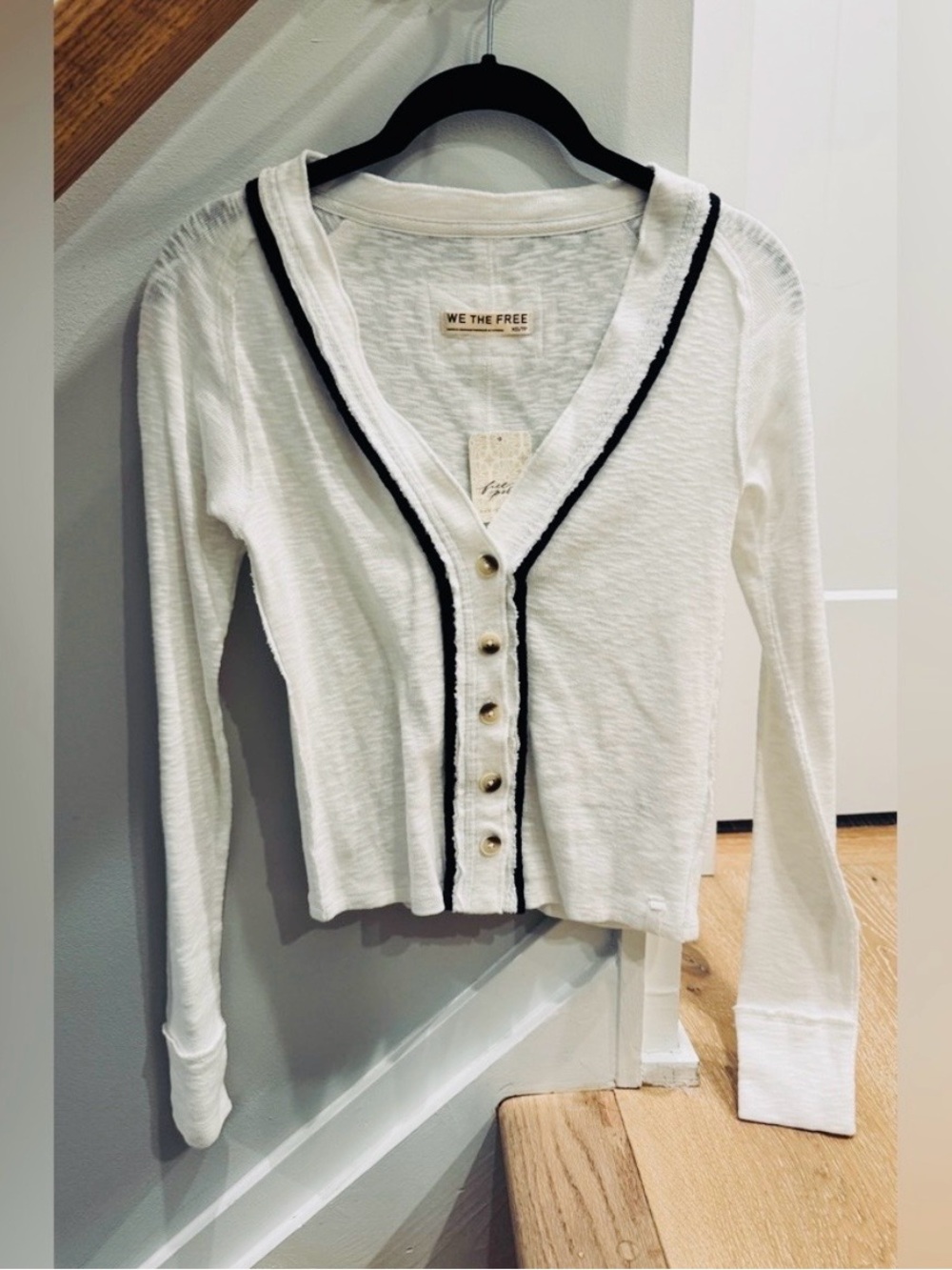 NWT Free People We The Free Black & White TIPTON CARDI, XS - Picture 9 of 12